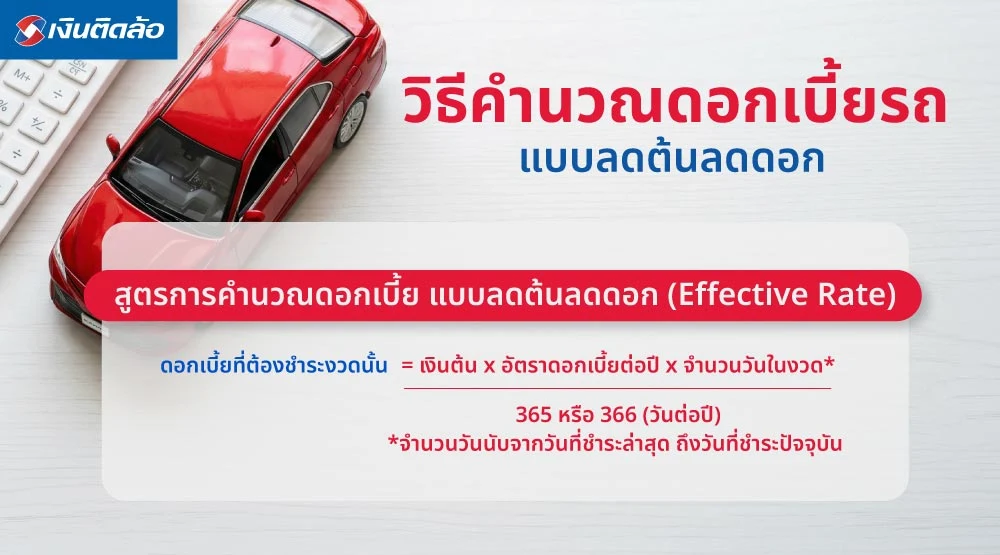 วิธีคำนวณดอกเบี้ยรถ แบบลดต้นลดดอก
