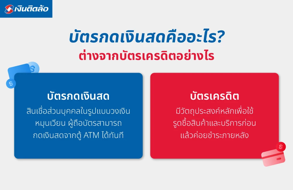 บัตรกดเงินสดคืออะไร? ต่างจากบัตรเครดิตอย่างไร