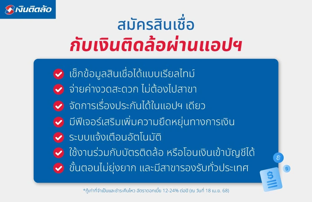 สมัครสินเชื่อกับเงินติดล้อผ่านแอปฯ ดีอย่างไร