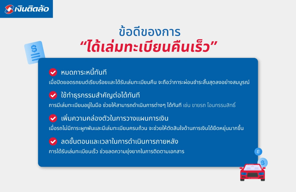 ข้อดีของการ “ได้เล่มทะเบียนคืนเร็ว”