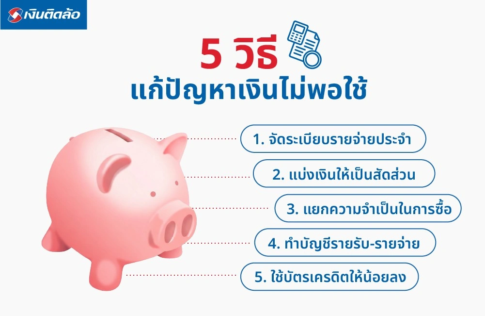 5 วิธีแก้ปัญหาเงินไม่พอใช้ ช่วยจัดการรายจ่าย