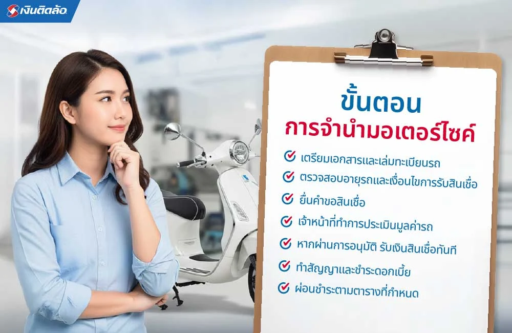 ขั้นตอนในการจำนำมอเตอร์ไซค์