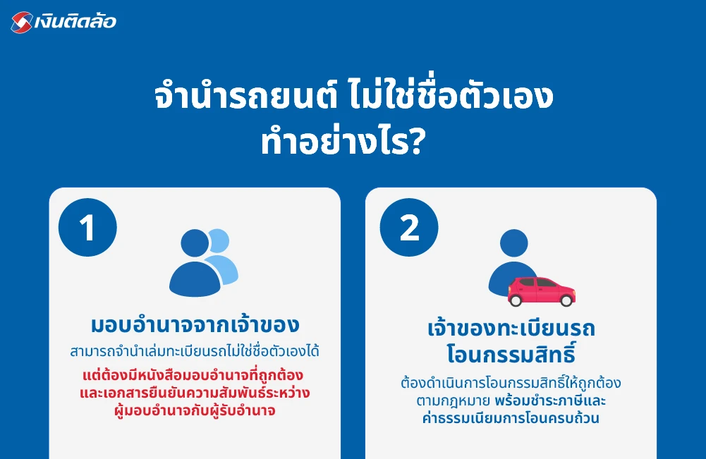 อยากจำนำทะเบียนรถยนต์ที่ไม่ใช่ชื่อตัวเอง ทำอย่างไร?